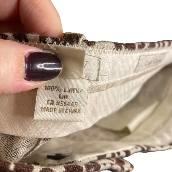 J. Crew Women's Leopard Print Cafe Capri Linen Cuffed Pants Size 12 Slacks - Picture 6 of 8